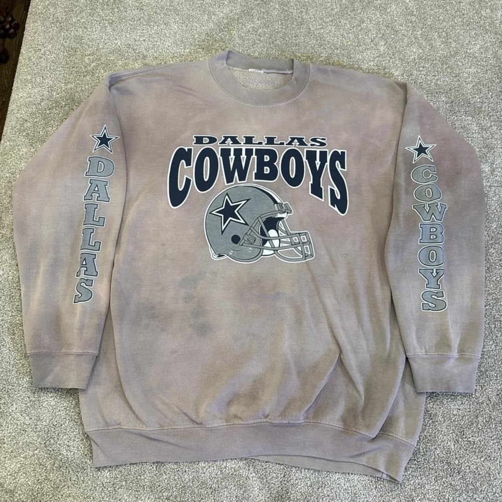 Vintage Dallas Cowboys Sun-Faded Crewneck Sweatshirt with Sleeve Prints